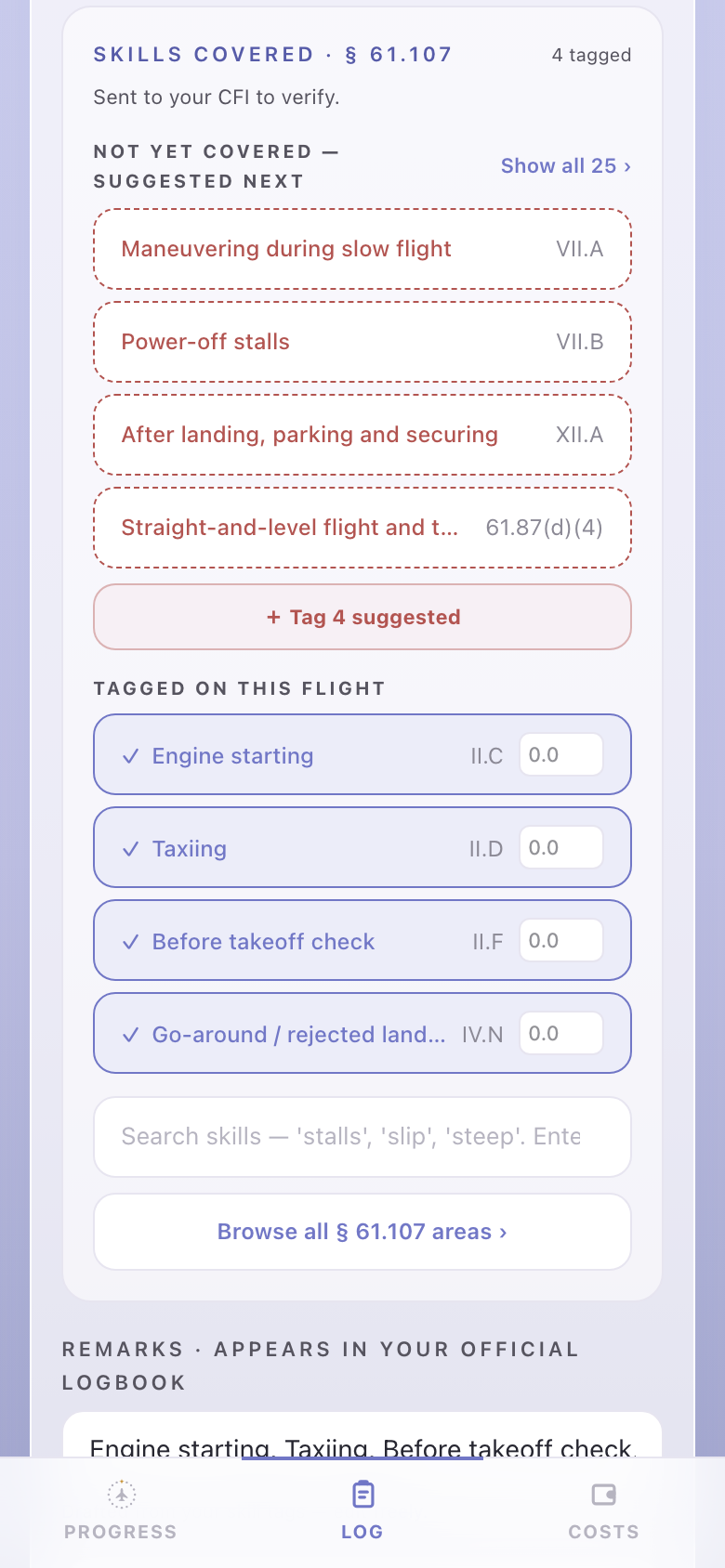 Log or import your flights