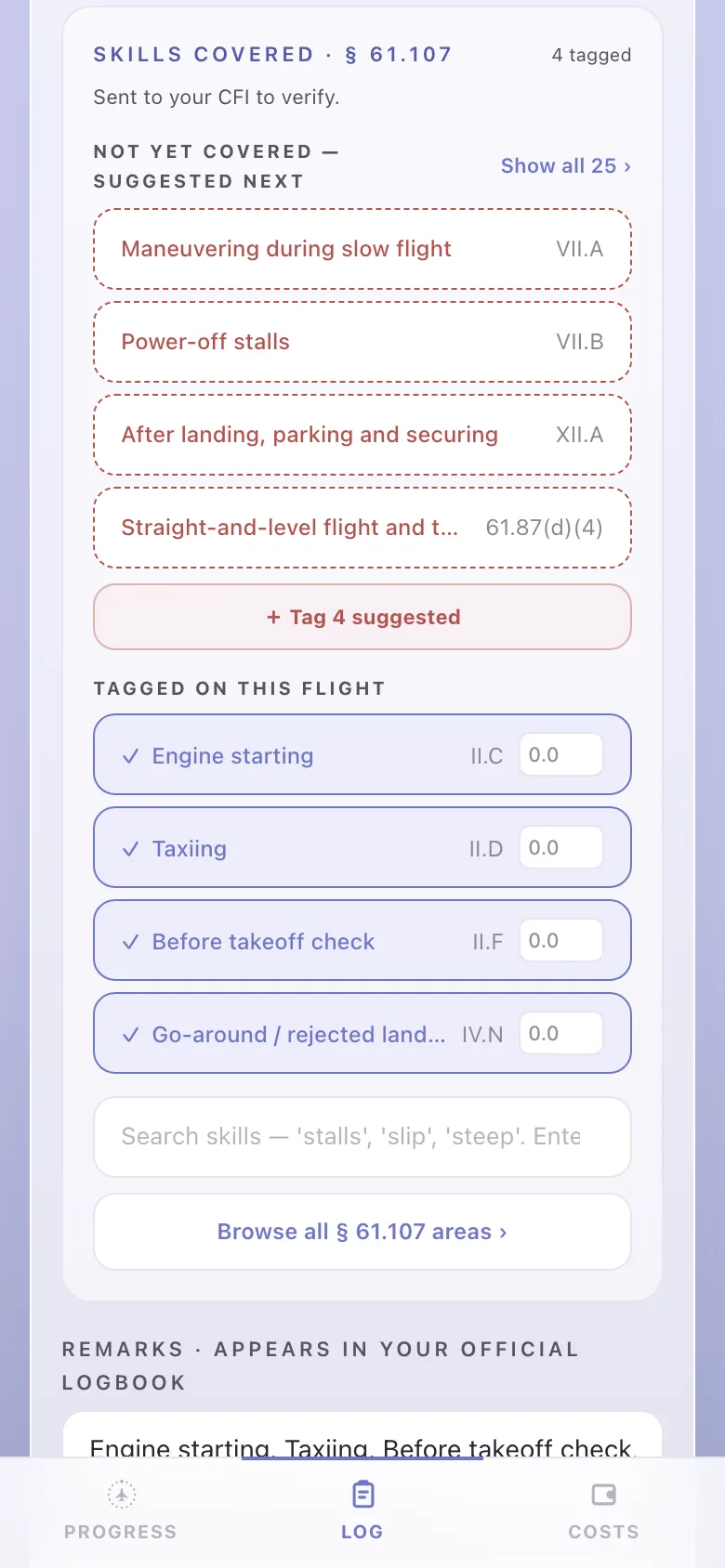 Log or import your flights