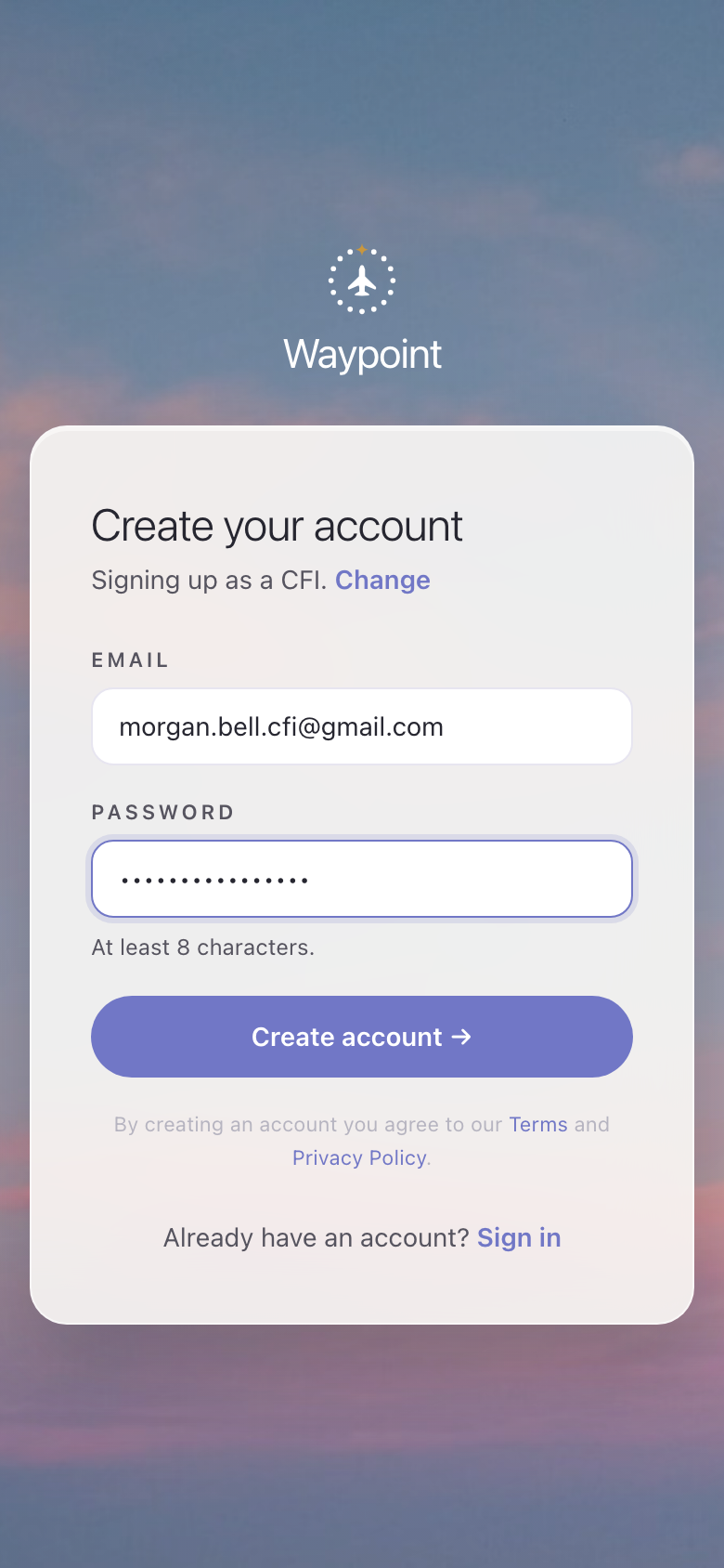 Create your account