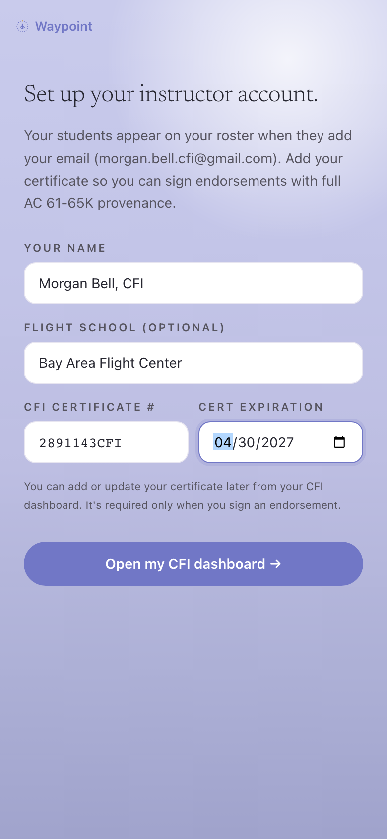 Add your certificate