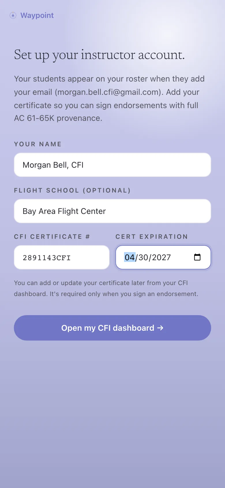 Add your certificate